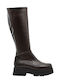 Leather Women's Mid Heel Boots Brown