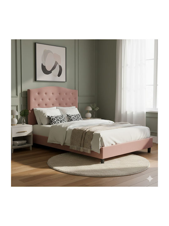 Juniper Bett Halbdoppel mit Stoff Rosa mit Latt...