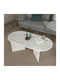 Oval Central Coffee Table Cortado Wooden White Marble Effect 120x60x39.6cm