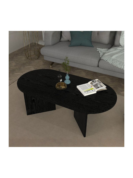 Οβάλ Κεντρικό Τραπεζάκι Cortado Ξύλινο Sencron Black Μ120xΠ60xΥ39.6εκ.