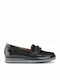 Lackleder Damen Loafers in Schwarz Farbe