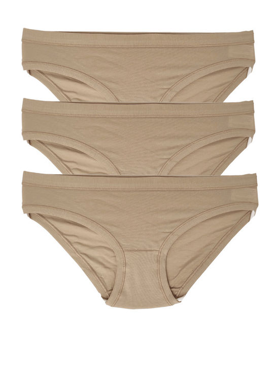 Cotonella Γυναικεία Slip 3Pack Μπεζ