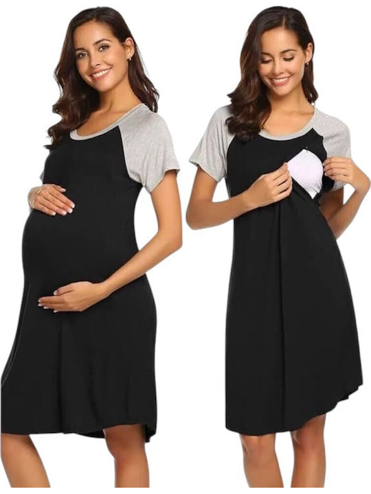 Queen Mother Nightgown Maternity & Nursing Black-grey