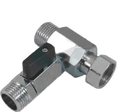 T-Piece Supply Chrome Glossy 1/2" Male Connector 1/2" Female Mini Switch 1/2" Male 11732 K.cherouvim