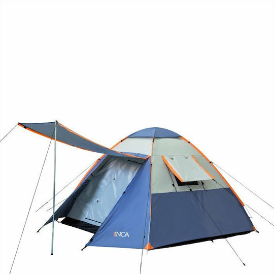 Inca Natura Camping Tent Pop Up Blue With Double Cloth 3 Seasons For 4 People 210x210x150cm