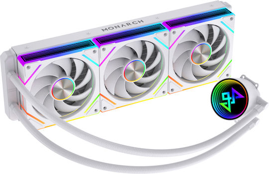Monarch Gear Styx Water Cooling AIO CPU With 3 Fans 120mm And RGB Lighting White