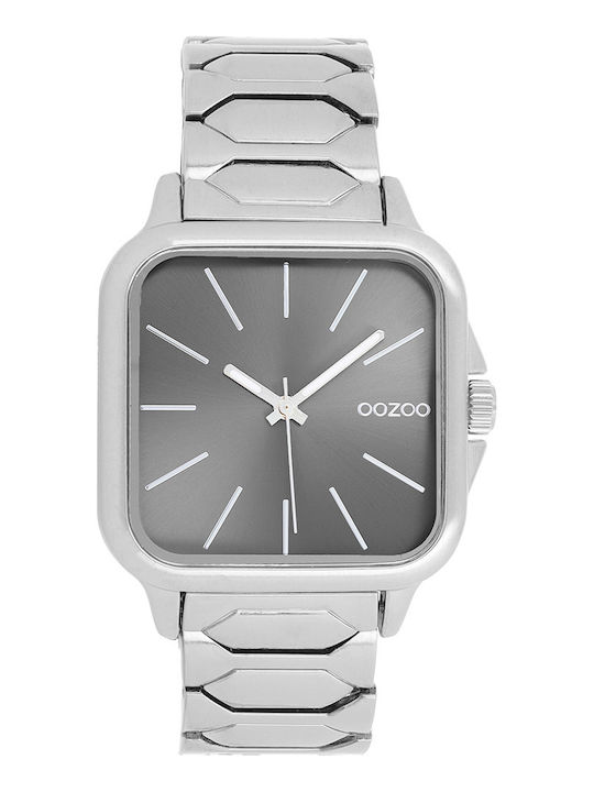 Oozoo Timepieces Ανδρικό Ρολόι Μπαταρίας με Ασημί Μεταλλικό Μπρασελέ