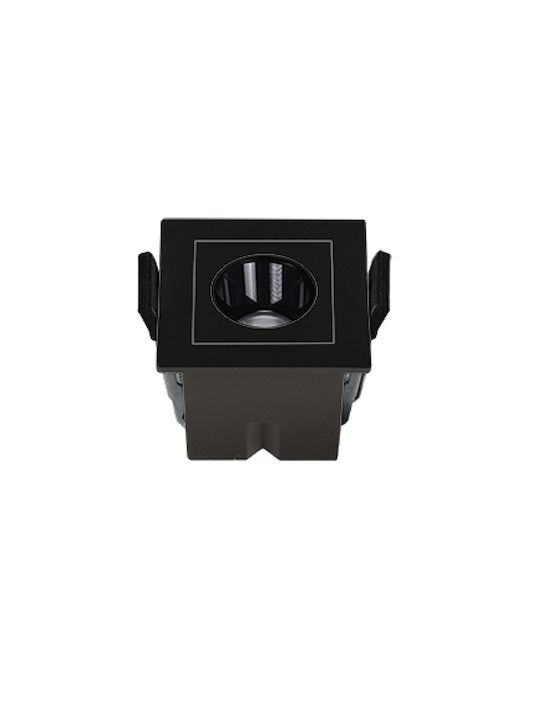 Zambelis Lights Square Recessed Spot with Integrated LED and Warm White Light Black 4.2x4.2cm. 1pcs