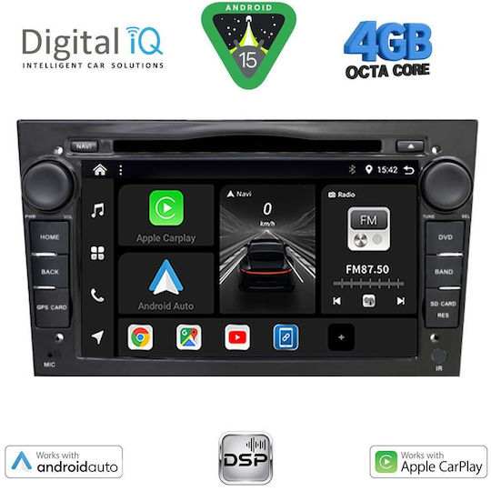 Digital IQ Car Audio System for Opel Corsa / Meriva / Tigra / Vectra 2004-2012 (Bluetooth/USB/AUX/WiFi/GPS/Apple-Carplay/Android-Auto) with Touch Screen 7"