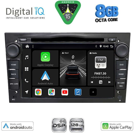 Digital IQ Car Audio System for Opel Corsa / Meriva / Tigra / Vectra 2004-2012 (Bluetooth/USB/AUX/WiFi/GPS/Apple-Carplay/Android-Auto) with Touch Screen 7"