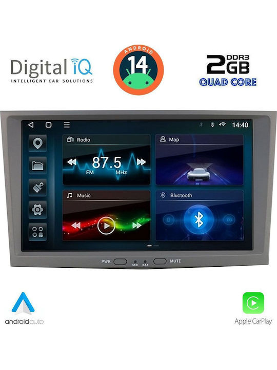Digital IQ Car Audio System for Opel Corsa / Meriva / Tigra / Vectra 2003-2014 (Bluetooth/USB/AUX/WiFi/GPS/Apple-Carplay/Android-Auto) with Touch Screen 8"