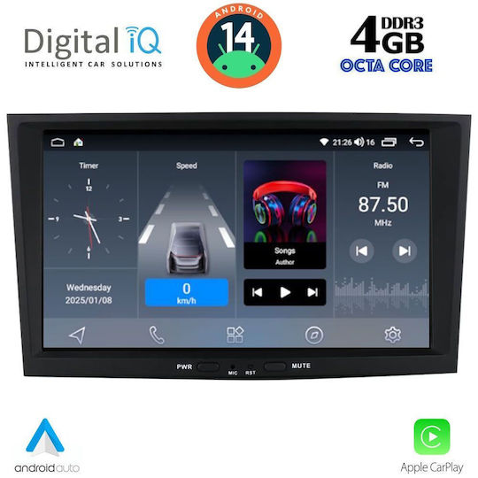 Digital IQ Car Audio System for Opel Corsa / Meriva / Tigra / Vectra 2004-2014 (Bluetooth/USB/AUX/WiFi/GPS/Apple-Carplay/Android-Auto) with Touch Screen 8"