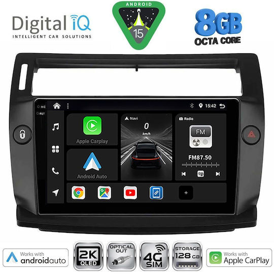 Digital IQ Car Audio System for Citroen C4 2004-2011 (Bluetooth/USB/AUX/WiFi/GPS/Apple-Carplay/Android-Auto) with Touch Screen 9"