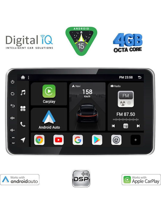 Digital IQ Car Audio System (Bluetooth/USB/AUX/WiFi/GPS/Apple-Carplay/Android-Auto) with Touch Screen 9"