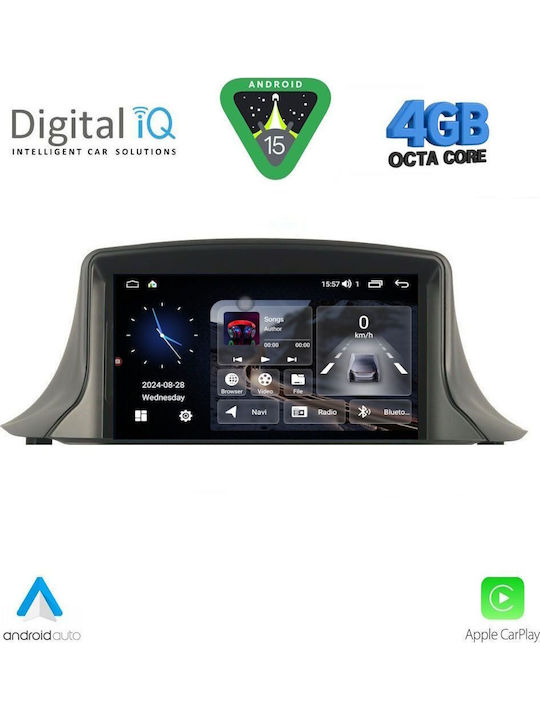 Digital IQ Car Audio System for Renault Megane 2009-2015 (Bluetooth/USB/AUX/WiFi/GPS/Apple-Carplay/Android-Auto) with Touch Screen 7"