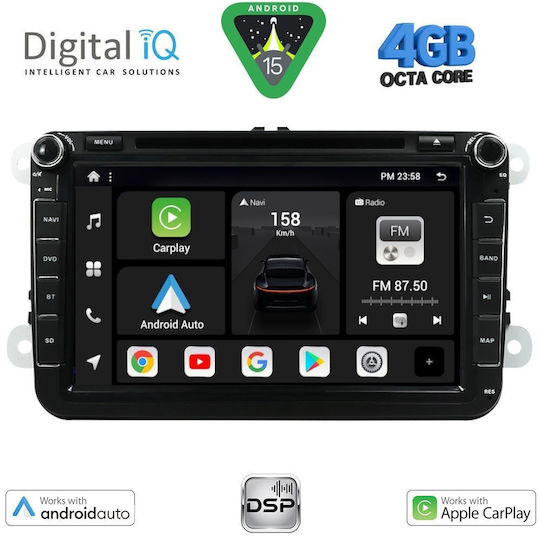 Digital IQ Ηχοσύστημα Αυτοκινήτου 2004-2018 (Bluetooth/USB/AUX/WiFi/GPS/Apple-Carplay/Android-Auto) με Οθόνη Αφής 8"