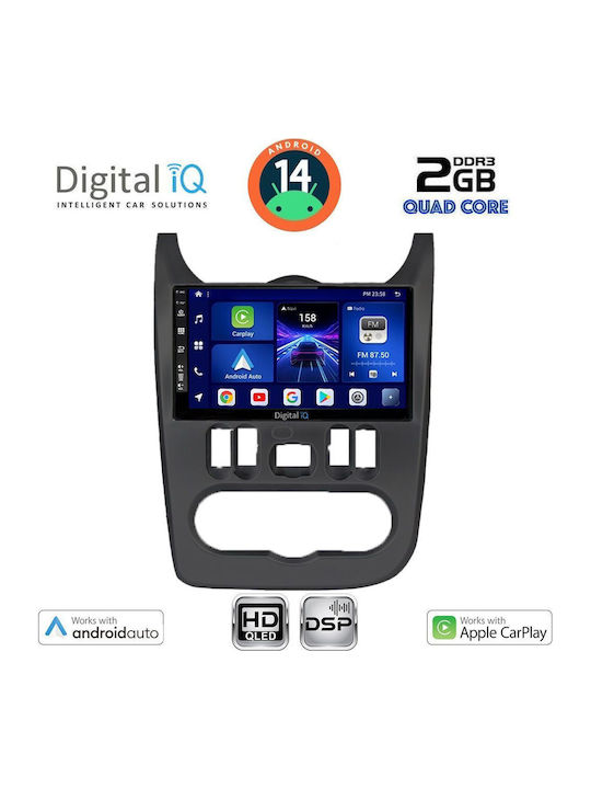 Digital IQ Car Audio System for Renault Logan Dacia Duster / Logan / Sandero 2006-2012 (Bluetooth/USB/AUX/WiFi/GPS/Apple-Carplay/Android-Auto) with Touch Screen 9"