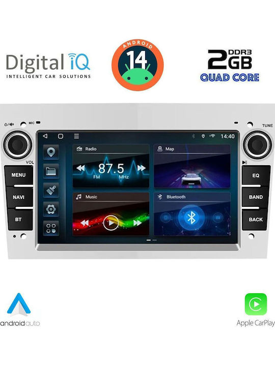 Digital IQ Car Audio System for Opel Corsa / Meriva / Tigra / Vectra 2003-2014 (Bluetooth/USB/AUX/WiFi/GPS/Apple-Carplay/Android-Auto) with Touch Screen 7"