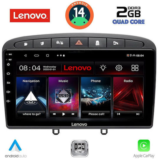 Lenovo Car Audio System for Peugeot 308 / RCZ 2007-2012 (Bluetooth/USB/AUX/WiFi/GPS/Apple-Carplay/Android-Auto) with Touch Screen 9"