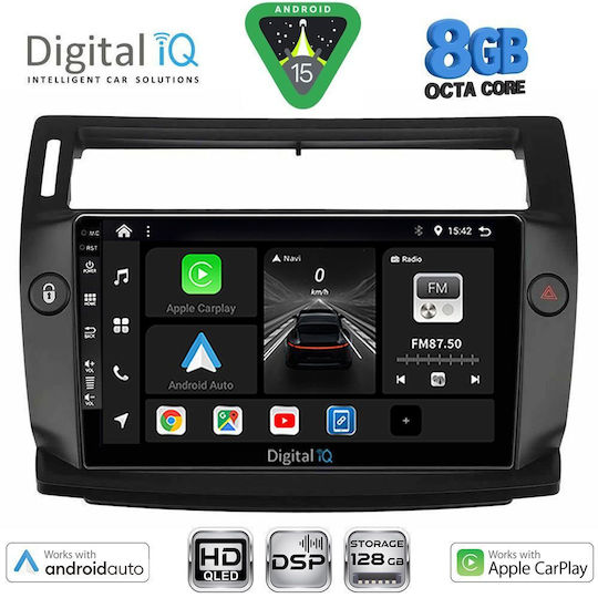 Digital IQ Car Audio System for Citroen C4 2004-2011 (Bluetooth/USB/AUX/WiFi/GPS/Apple-Carplay/Android-Auto) with Touch Screen 9"