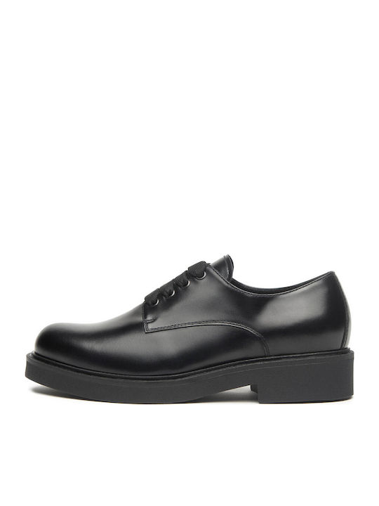 Δερμάτινα Γυναικεία Oxfords σε Μαύρο Χρώμα