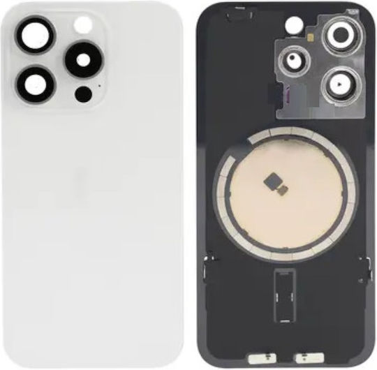 Κапак за замяна на батерията Battery Door Camera Lens Magsafe Бял за iPhone 15 Pro