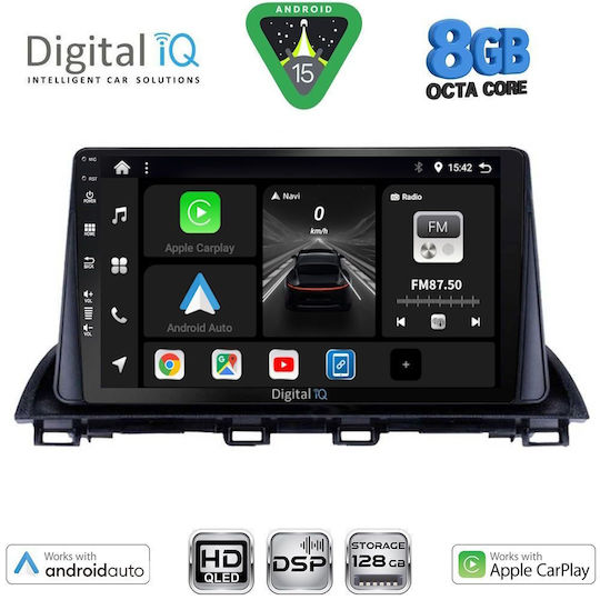 Digital IQ Car Audio System for Mazda 3 2014-2019 (Bluetooth/USB/AUX/WiFi/GPS/Apple-Carplay/Android-Auto) with Touch Screen 9"