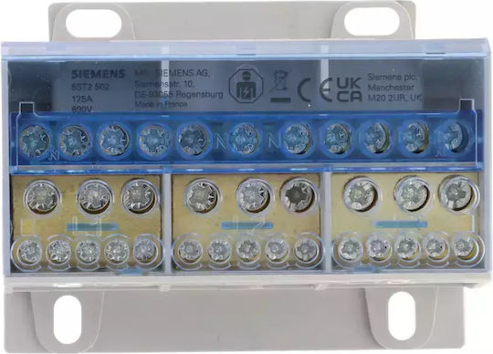 Distribution Block 125a 3p 690v 1x25-35mm2 4x16mm2 7x10mm2 Din 5st2502