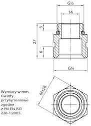 Perfexim Verschiedene Rohrverbindungen Nippel Splitter Balken 1/2" X 3x4" Pn10 748