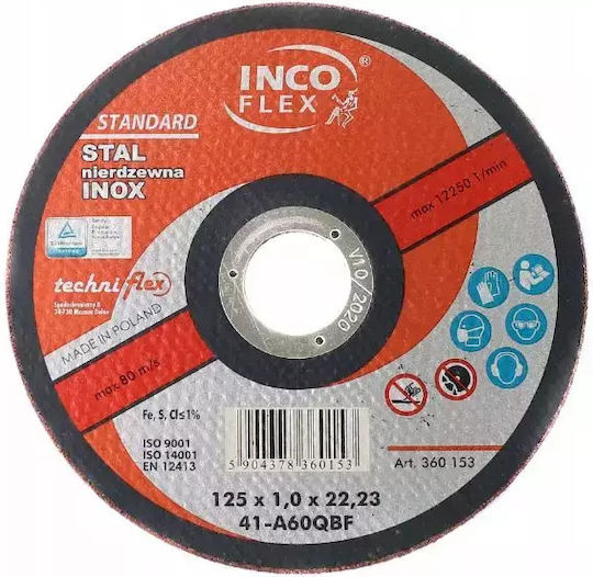 Incoflex Cutting Disc Steel+stainless Steel Inox 125 X 1.0 X 22.2mm