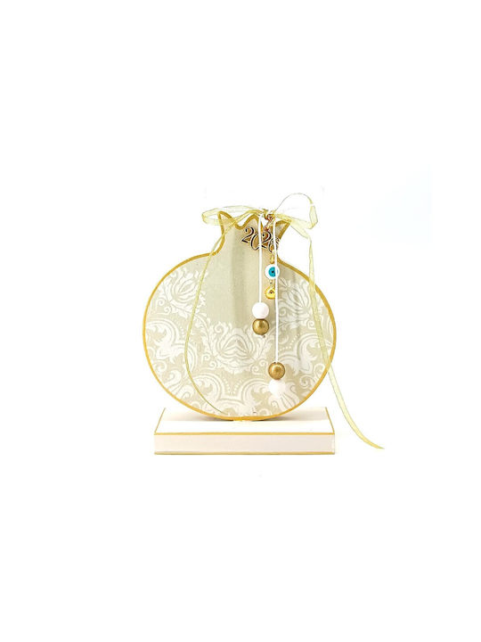 Korres Craft Handmade Hanging Lucky Charm Pomegranate Gold made of Wood 10x13.5cm 1pcs