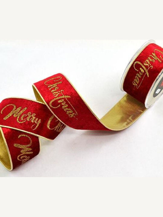 Velvet Ribbon Gold Back Merry Christmas Red – Gold – 7.2cm X 4.5m 229.001.0333.07