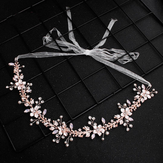 Bridal Hair Decoration Pink Gold Rose Gold Flowers Crystals Pearls Marlie