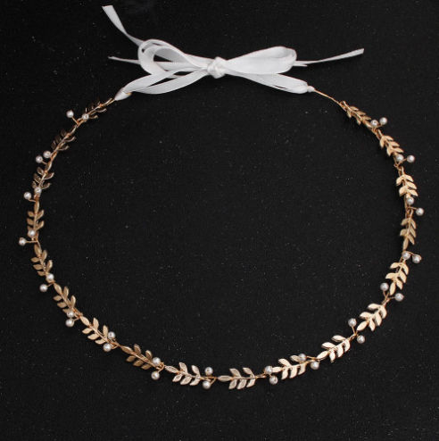 Bridal Hair Decoration Gold Greek Style Leaves Pearls Jemima