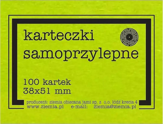 Ziemia Obiecana Αυτοκόλλητα Χαρτάκια Σημειώσεων σε Κύβο Πράσινα 3.8x5.1εκ.