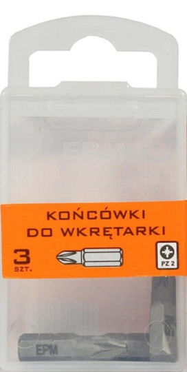 Tip Bit Tip Drill 25mm 3pcs Pz2