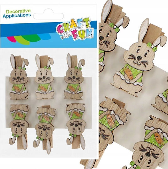 Craft with Fun Πασχαλινός Λαγός Ξύλινος Σετ 6τμχ
