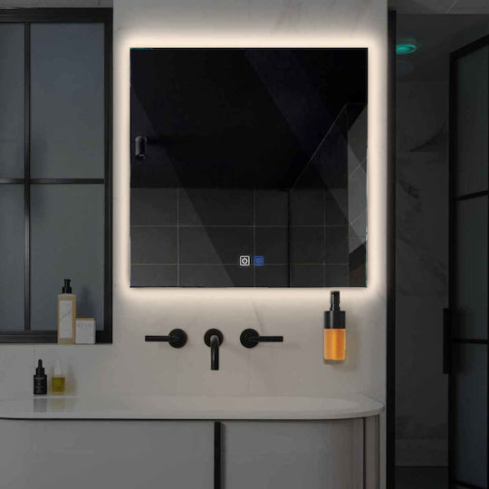 Reyze Ambient Quadratischer LED Berührung Badezimmerspiegel 50x50cm