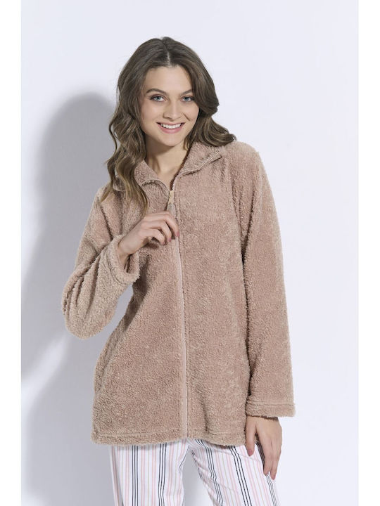 Jeannette Lingerie Χειμερινό Γυναικείο Σετ Πιτζάμας Μπεζ