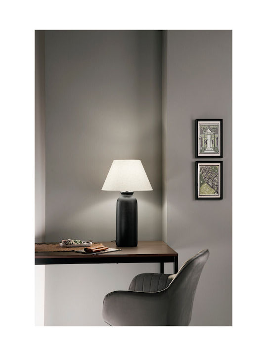 Fan Europe Madiba Ceramic Table Lamp with White Shade and Brown Base