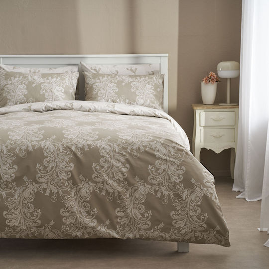 Charalambidis Textiles Δαντέλα Σετ Σεντόνια Υπέρδιπλα 220x260εκ. Μπεζ (4τμχ)