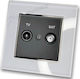 TV Sat Terminal Socket Black Frame White Glass ...
