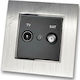 TV Sat Terminal Socket Black Silver Metallic Fr...