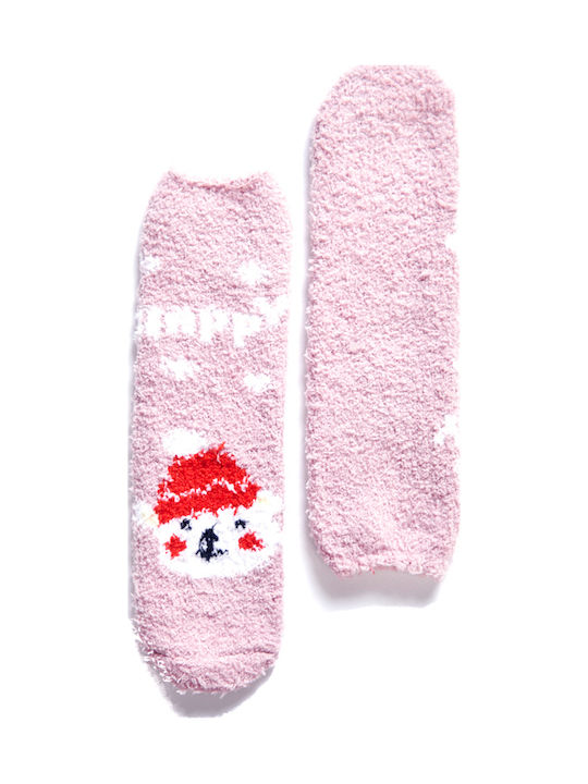 Weihnachten Damen Socken Fleece Muster Logo Rosa