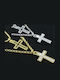 Gold White Plated Cross Necklace Swarovski Crystals Christy