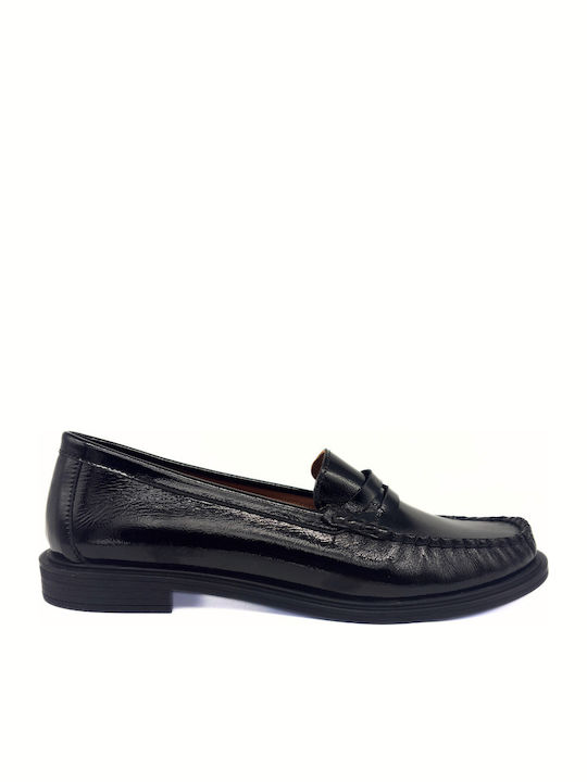 Δερμάτινα Γυναικεία Loafers σε Μαύρο Χρώμα