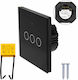 Recessed Touch Wall Switch Wi-Fi Lighting Triple with Frame Black
