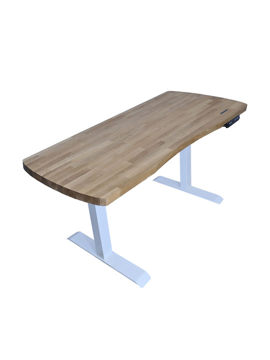 Elektrisch Schreibtisch aus Massivholz Oak, Whi...