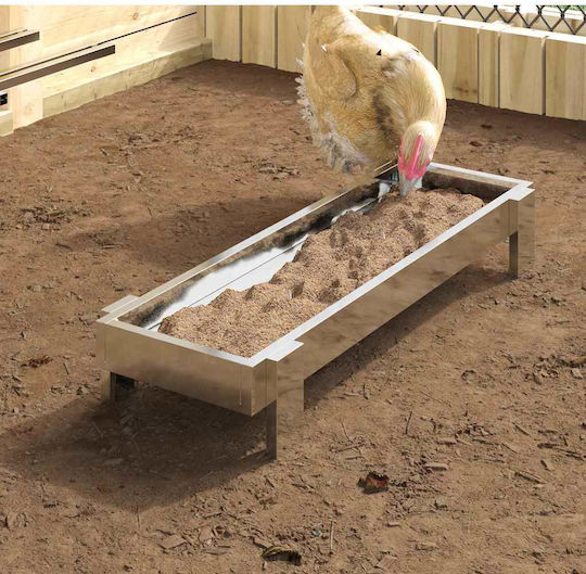 vidaXL Adăpost de hrănire pentru găini, argintiu Alimentator pentru Găini și Păsări cu Capacitate 2.35kg 80x28x13.5cm.