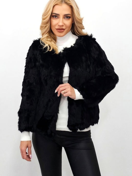 Lungă Blană de damă Natural Rabbit Fur, Black
